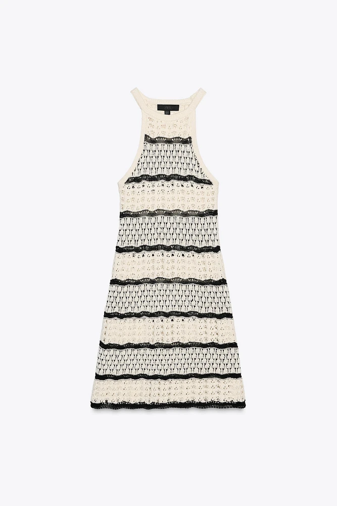 HALTER STRUCTURED KNIT MINI DRESS