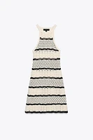 HALTER STRUCTURED KNIT MINI DRESS