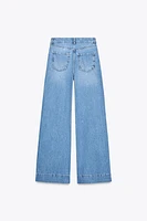 Z1975 HIGH RISE WIDE LEG BUTTON JEANS