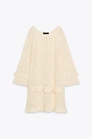 POINTELLE KNIT RUFFLE DRESS