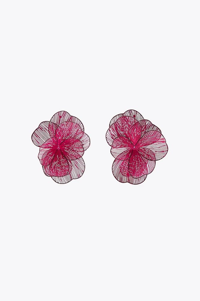 BOUCLES D'OREILLES FLEUR BORDURE CONTRASTÉE