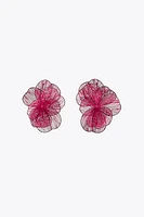 BOUCLES D'OREILLES FLEUR BORDURE CONTRASTÉE
