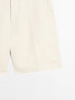 100% linen darted Bermuda shorts