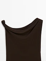 Top drapé avec nœud en coton