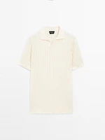 Ribbed knit polo collar sweater