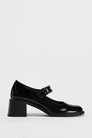 HEELED FAUX PATENT LEATHER SHOES