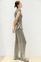 STRIPED CUT KNIT PANTS