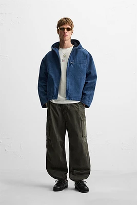 BLOUSON RELAXED FIT DÉLAVAGE PLISSÉ