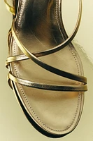 LEATHER KITTEN HEEL SANDALS