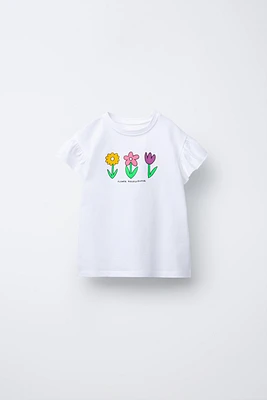 PRINTED RUFFLE T-SHIRT