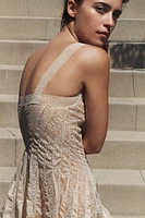 RUFFLED LACE DRESS