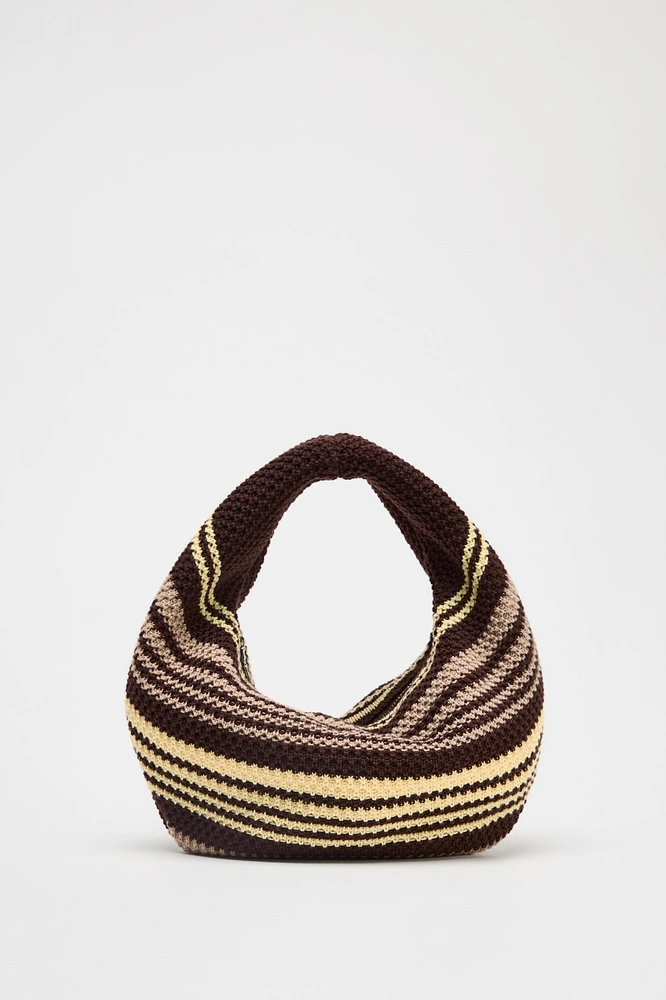 STRIPED CROCHET BUCKET BAG