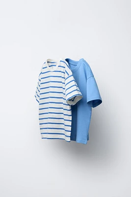 TWO-PACK OF STRIPED AND PLAIN T-SHIRTS