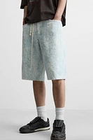 SCRATCHED BAGGY FIT DENIM SHORTS