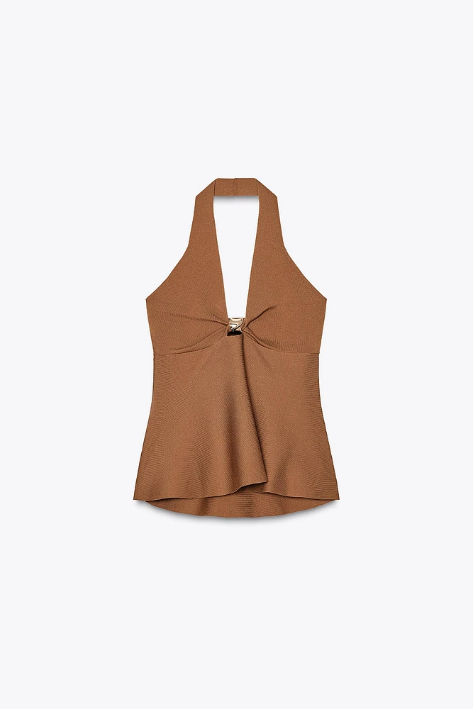 TOP HALTER PÉPLUM