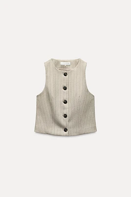 STRIPED HERRINGBONE VEST