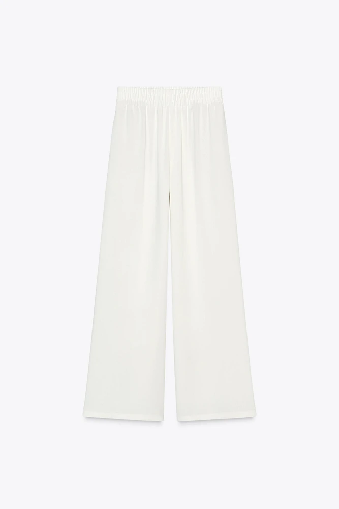 PANTALON EN CRÊPE À JAMBES LARGES