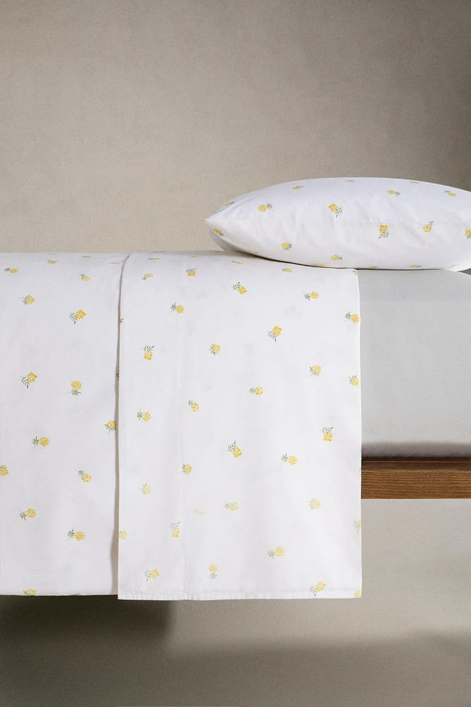 DRAP DE DESSUS COTON IMPRIMÉ MIMOSA