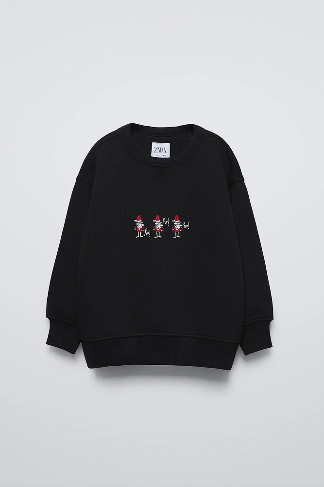 SANTA CLAUS EMBROIDERY WARM AND COZY SWEATSHIRT