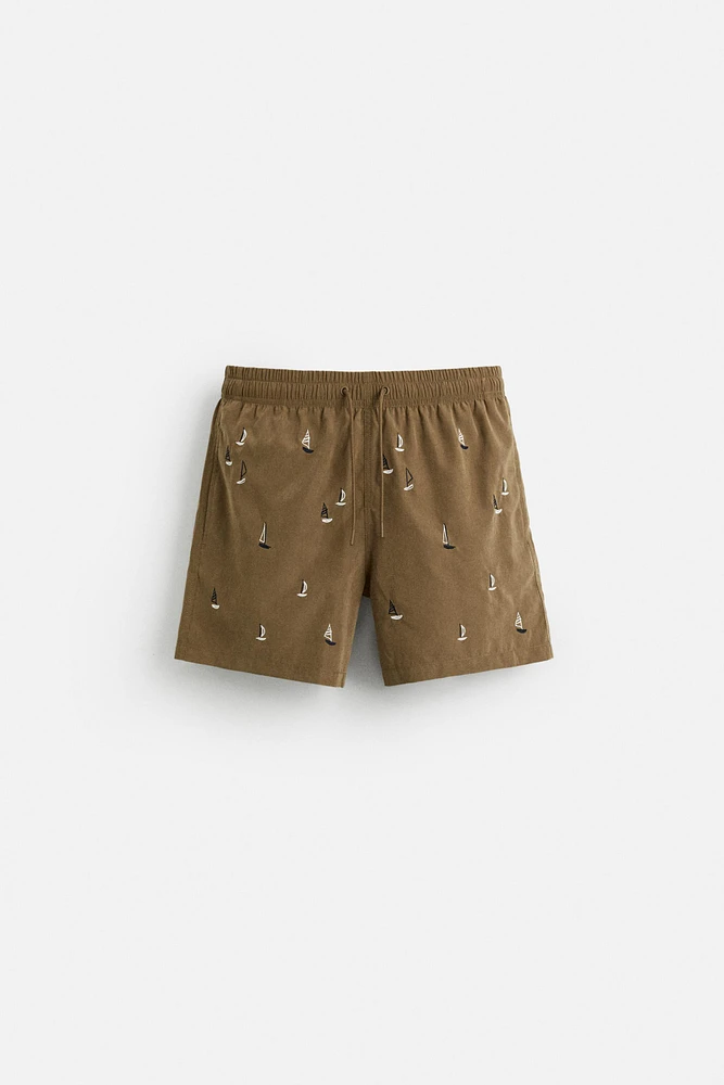 EMBROIDERED MID-LENGTH SWIMSUIT