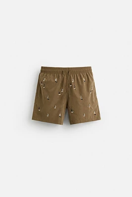 EMBROIDERED MID-LENGTH SWIMSUIT