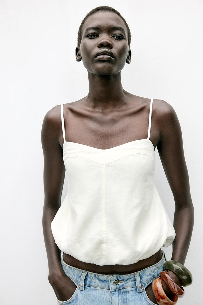 LINEN BALLOON TOP