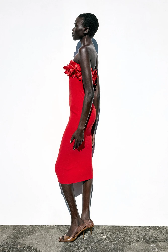 ROBE MIDI FLEURS EN MAILLE