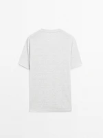 Linen blend contrast knit T-shirt