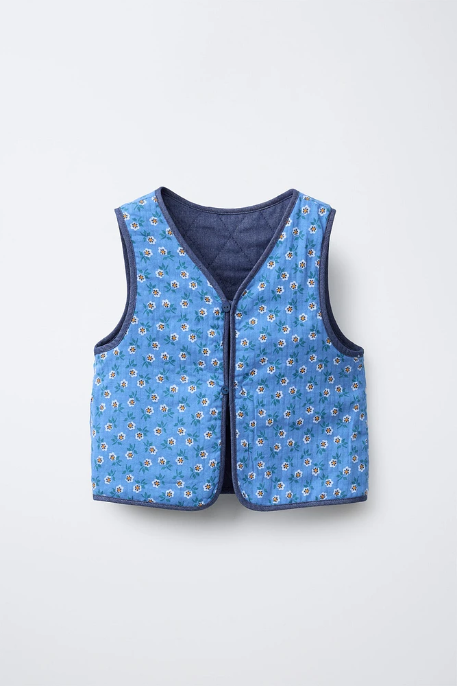 GILET RÉVERSIBLE À FLEURS