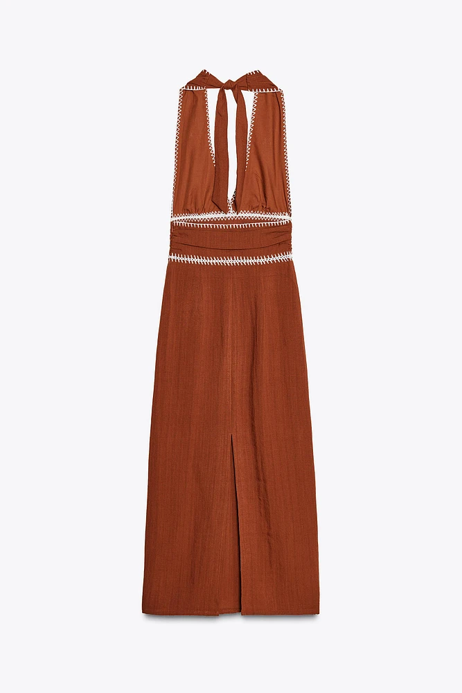EMBROIDERED MIDI DRESS