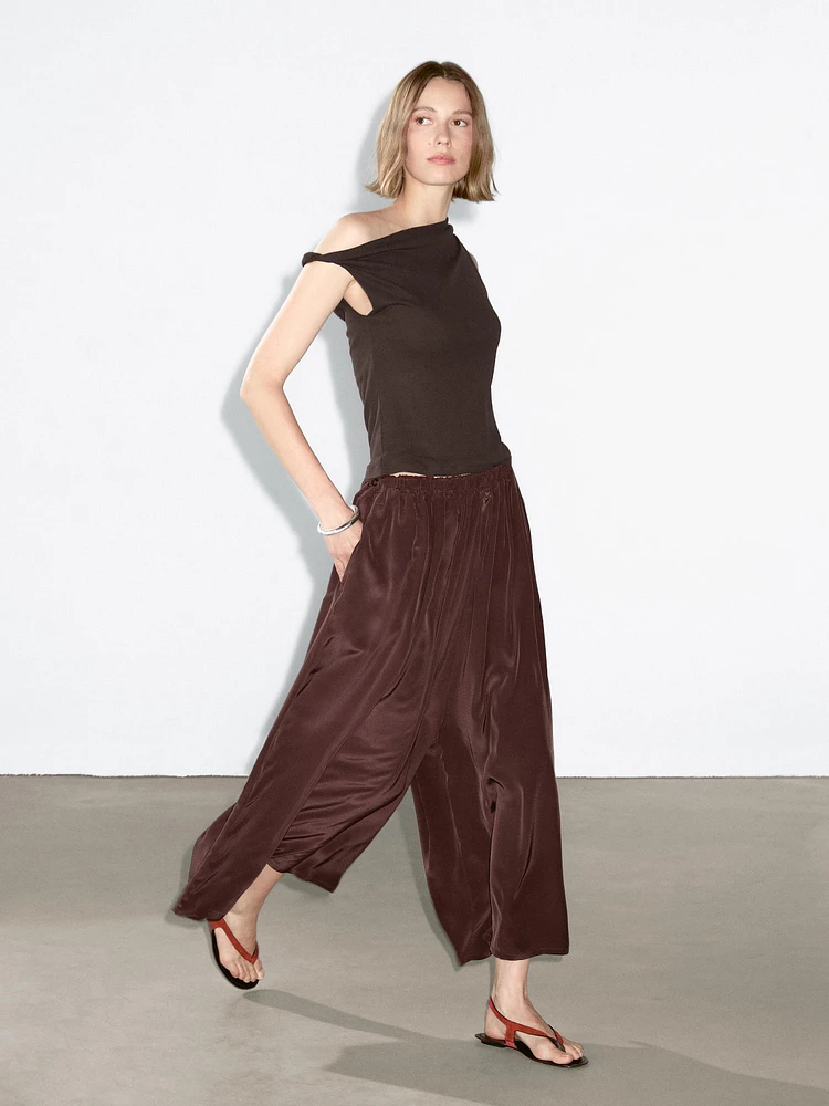 Jupe-culotte fluide en tissu technique
