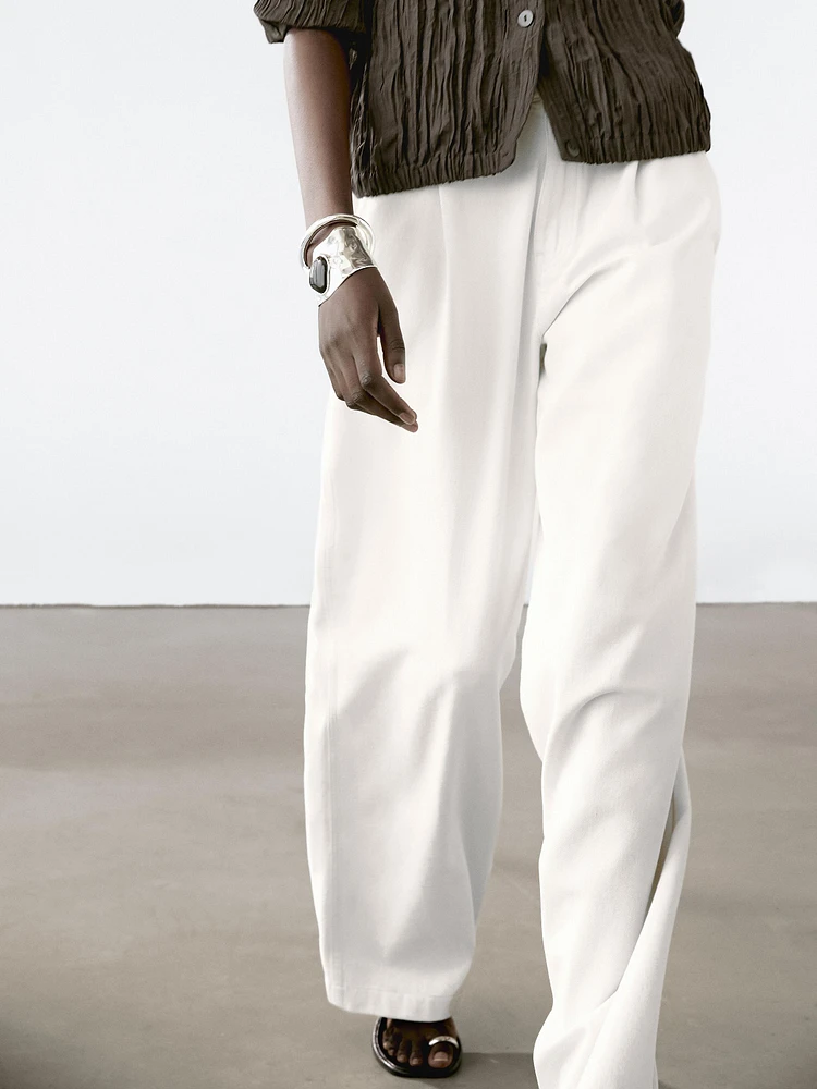 Pantalon relaxed fit taille moyenne