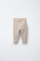 RIBBED CUFFED LEGGINGS WITH LABEL