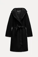 BELTED SOFT HOODED COAT