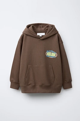 TEXT PRINT HOODED SWEATSHIRT