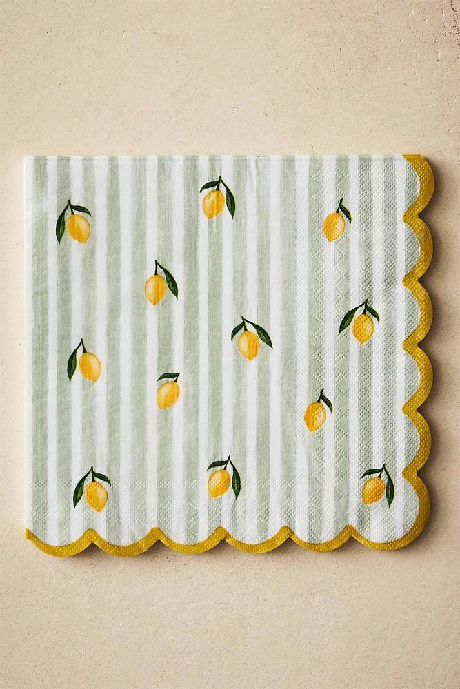 LOT SERVIETTES DE TABLE PAPIER CITRONS (LOT DE 20)