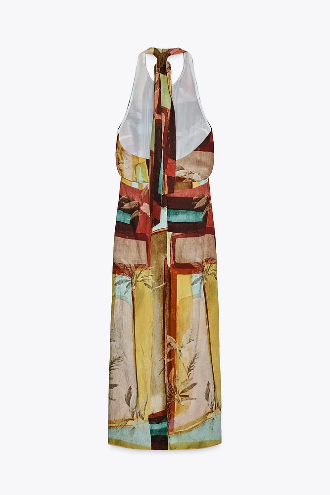 TROPICAL PRINT MIDI DRESS