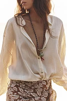 METALLIC THREAD KNOT BLOUSE