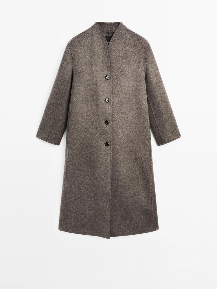 Manteau à col montant en laine mélangée