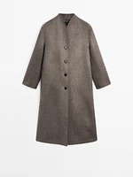 Manteau à col montant en laine mélangée
