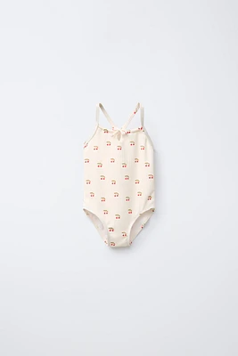 2-6 ANS/ MAILLOT DE BAIN CÔTELÉ CERISES