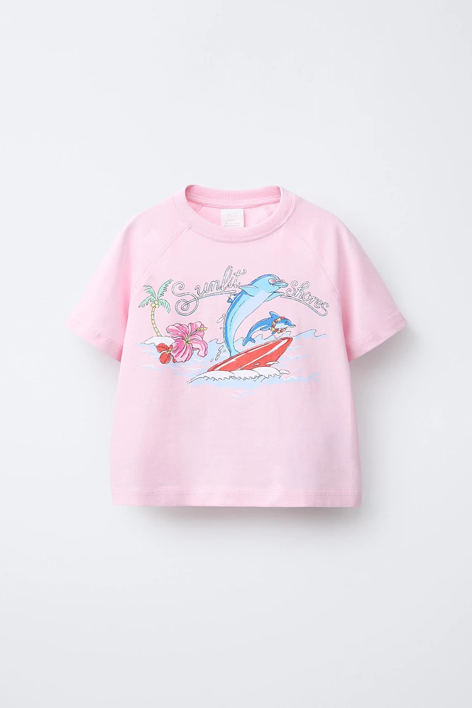 PRINTED RAGLAN SLEEVE T-SHIRT