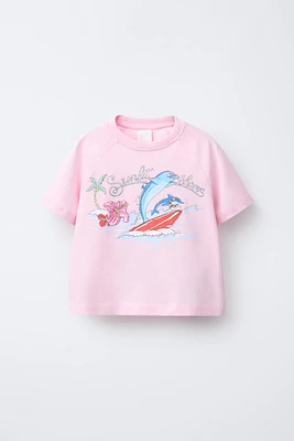 PRINTED RAGLAN SLEEVE T-SHIRT