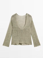 Pull à col en V lin - STUDIO