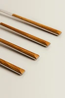 SET OF DESSERT SPOONS WITH WOOD-EFFECT HANDLES (SET OF 4)