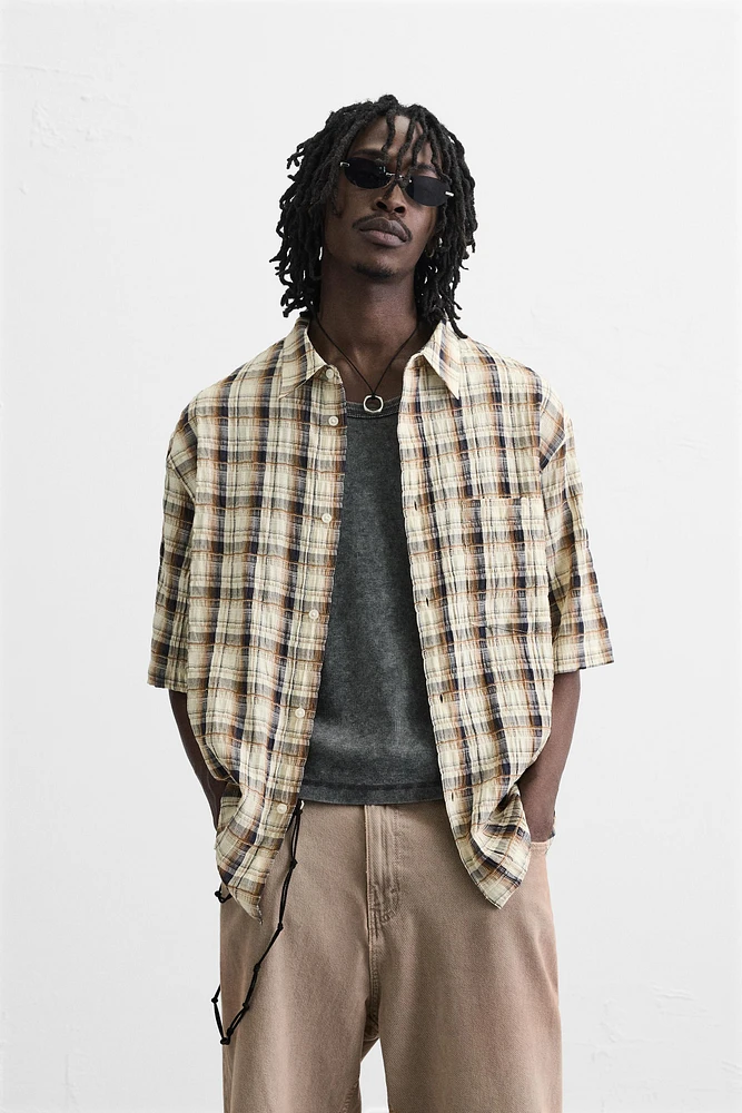 CHEMISE À CARREAUX TEXTURÉE
