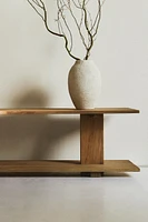 ELM WOOD SHELVING UNIT WITH TWO SHELVES