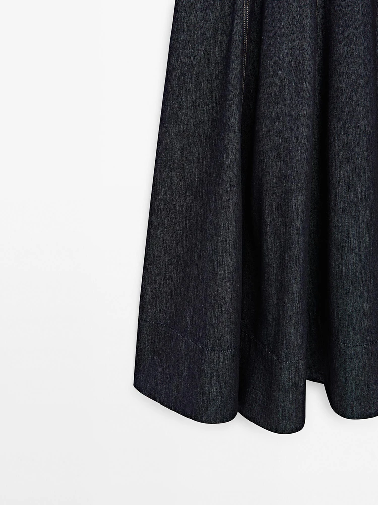 Robe midi denim coutures apparentes