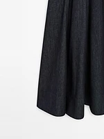 Robe midi denim coutures apparentes