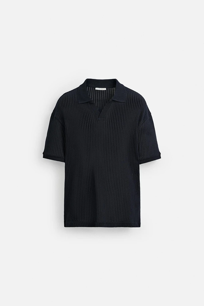 TEXTURED KNIT POLO SHIRT
